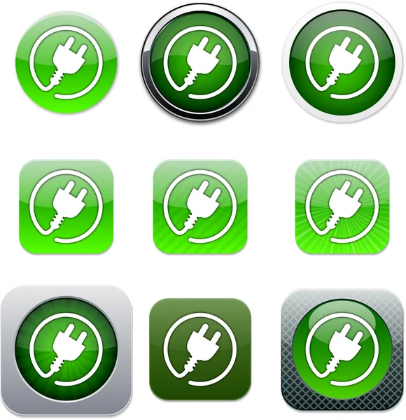 Ícones de aplicativo verde plug de energia . —  Vetores de Stock