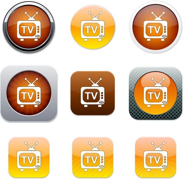 TV orange app icons. — Stock Vector