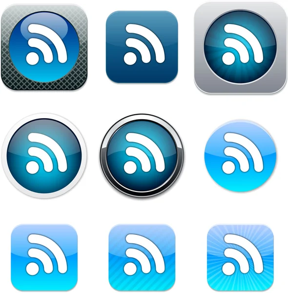 RSS kék app-ikonok. — Stock Vector