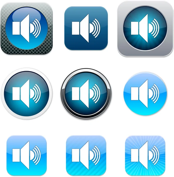 Ljud blå app ikoner. — Stock vektor