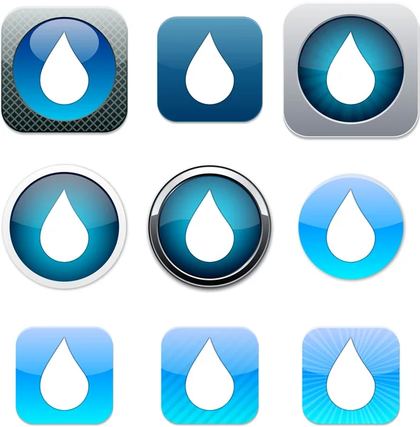 Drop blauwe app iconen. — Stockvector