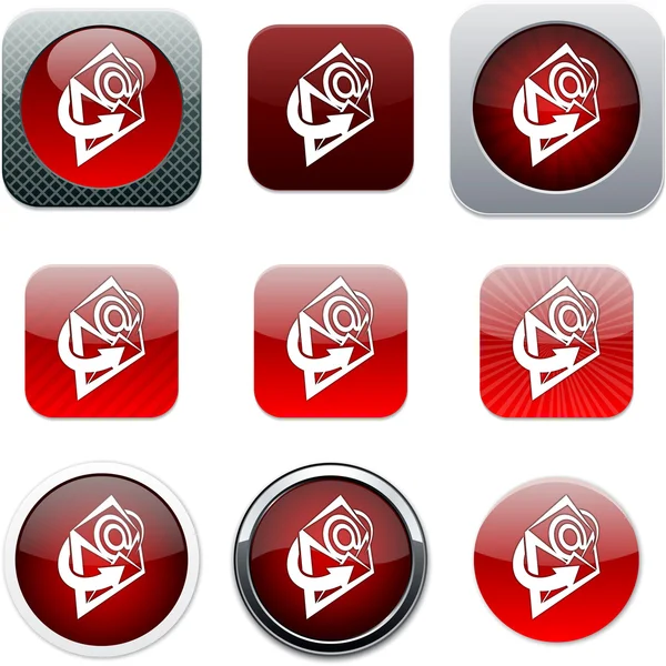E-röd app ikoner. — Stock vektor