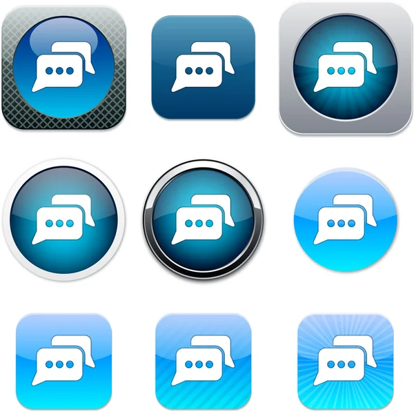 Chat blauwe app pictogrammen. — Stockvector