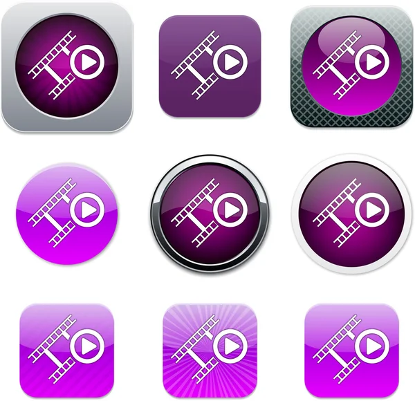 フィルムの紫色のアプリのアイコン. — ストックベクタ