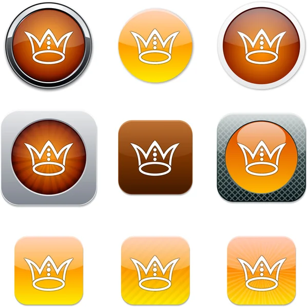 Kroon oranje app pictogrammen. — Stockvector