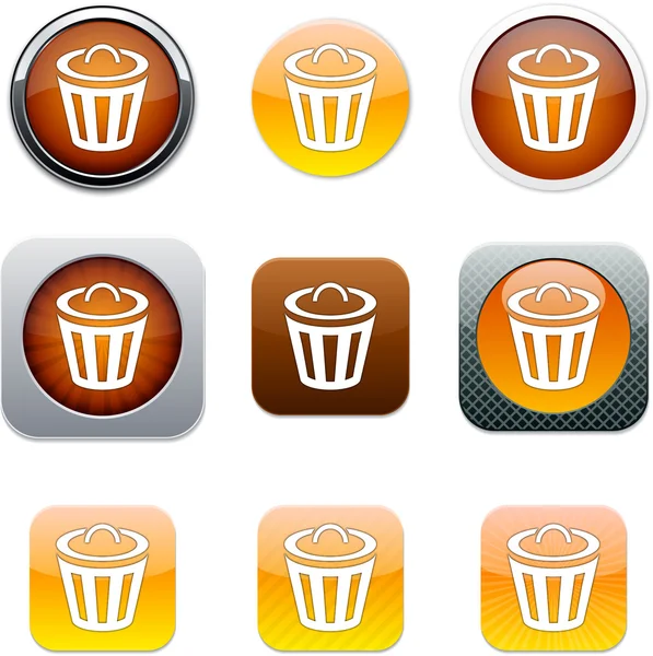 Papierkorb orange App-Symbole. — Stockvektor