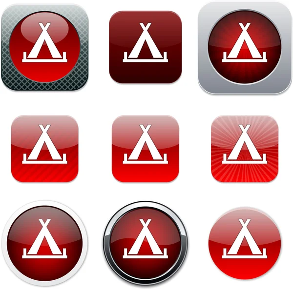 Tent red app icons. — Stock Vector