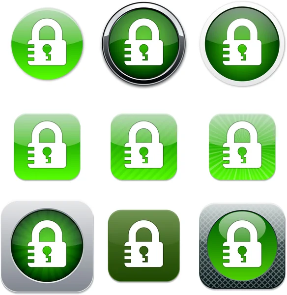Blocca icone app verde . — Vettoriale Stock