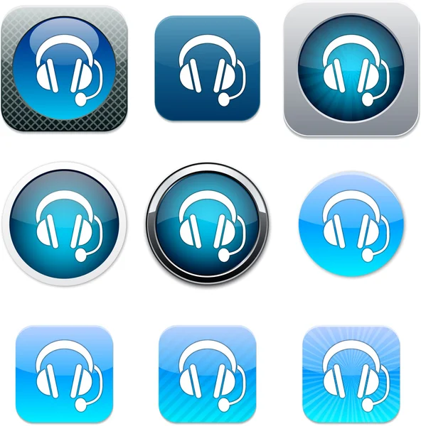 Call center blue app icons. — Stock Vector