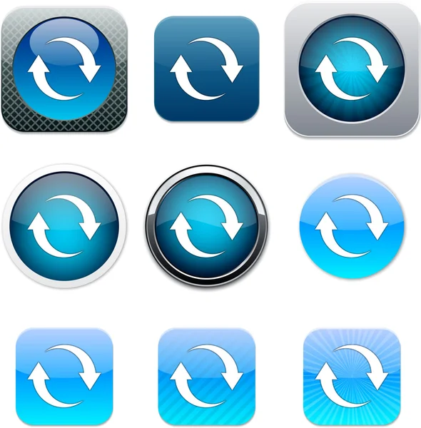 Blaue App-Symbole aktualisieren. — Stockvektor