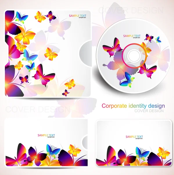 封面设计模板的磁盘和名片。蝴蝶设计 — 图库矢量图片