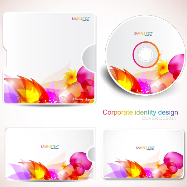 Plantilla de diseño de portada de disco y tarjeta de visita. Diseño floral — Vector de stock