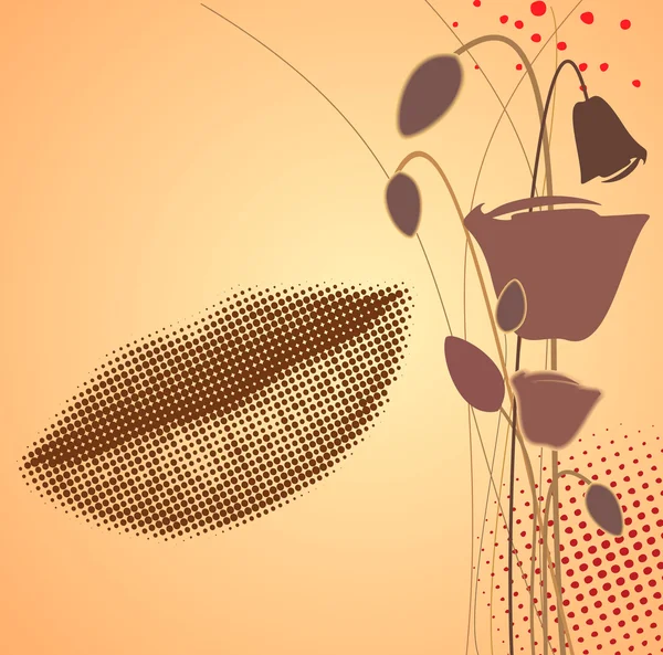Vackra abstrakt bakgrund med silhuetten av kvinnors läppar — Stock vektor
