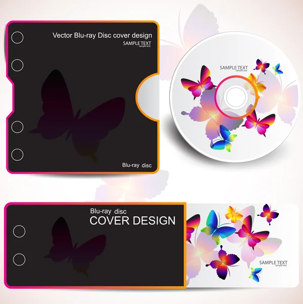 stock vector Cover design template of disk and business card. Butterfly desig