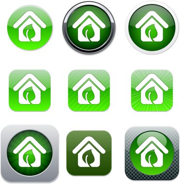 Yeşil ev app simgeleri.