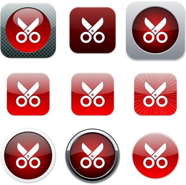 Scissors red app icons. clipart