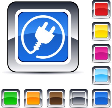 Power plug square button. clipart