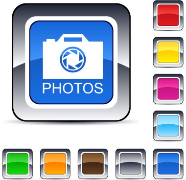 Photos square button. clipart