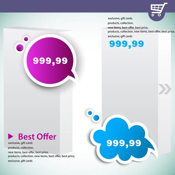 Banner web con i prezzi dei prodotti — Vettoriale Stock