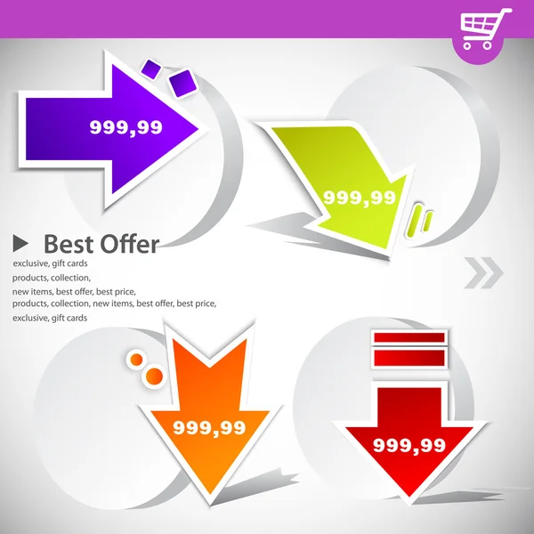 Bandeiras Web com preços de produtos — Vetor de Stock