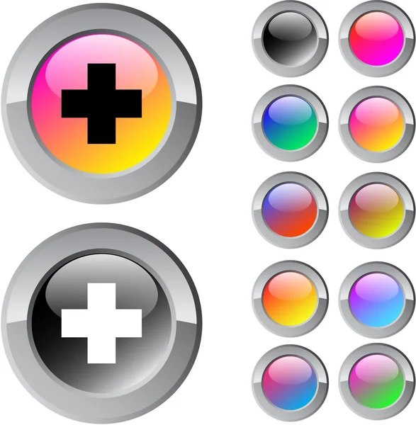 게다가 여러 가지 빛깔의 둥근 버튼. — 스톡 벡터