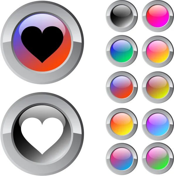 Coeur bouton rond multicolore . — Image vectorielle