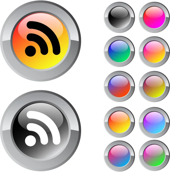 RSS-multicolor runda knappen. — Stock vektor
