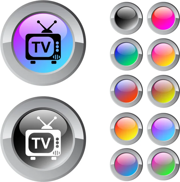 TV multicolor round button. — Stock Vector