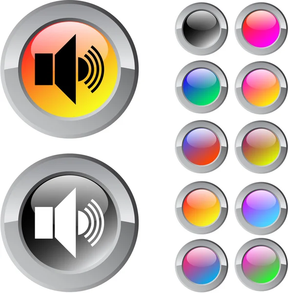 Звуковая многоцветная кнопка . — стоковый вектор