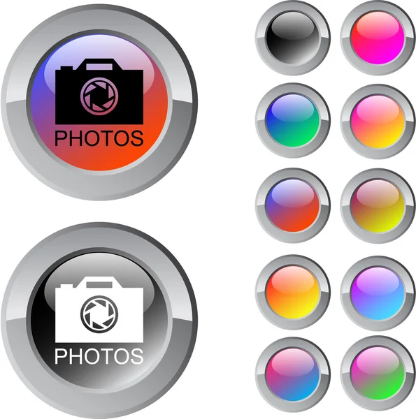 Multicolor okrągły przycisk Zdjęcia. — Wektor stockowy