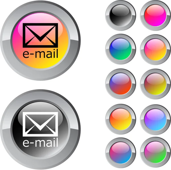 Bouton rond multicolore e-mail . — Image vectorielle