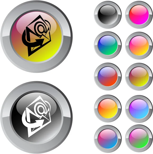 E-multicolor runda knappen. — Stock vektor