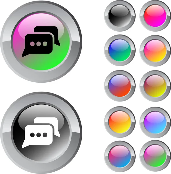 Chat multicolor ronde knop. — Stockvector