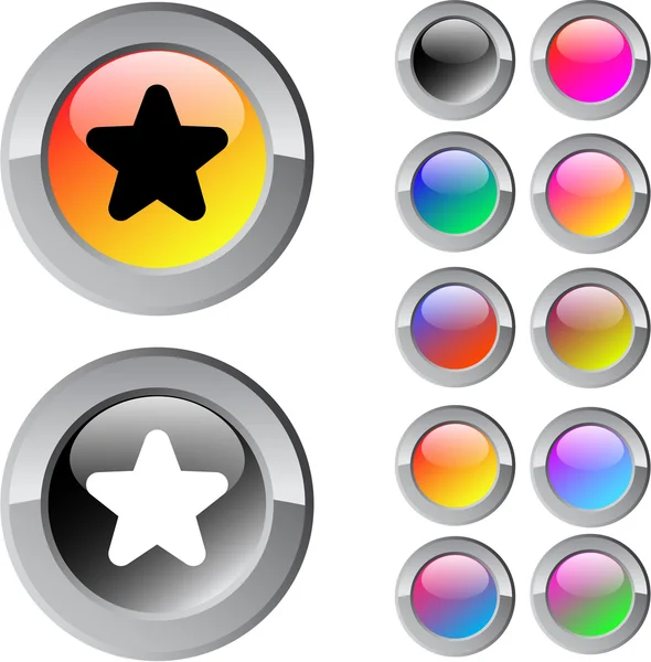 Star πολύχρωμα στρογγυλό κουμπί. — Διανυσματικό Αρχείο