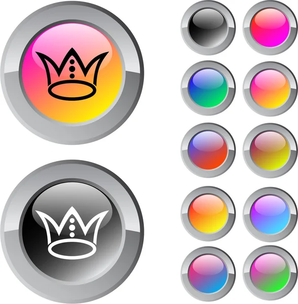Crown multicolor runda knappen. — Stock vektor