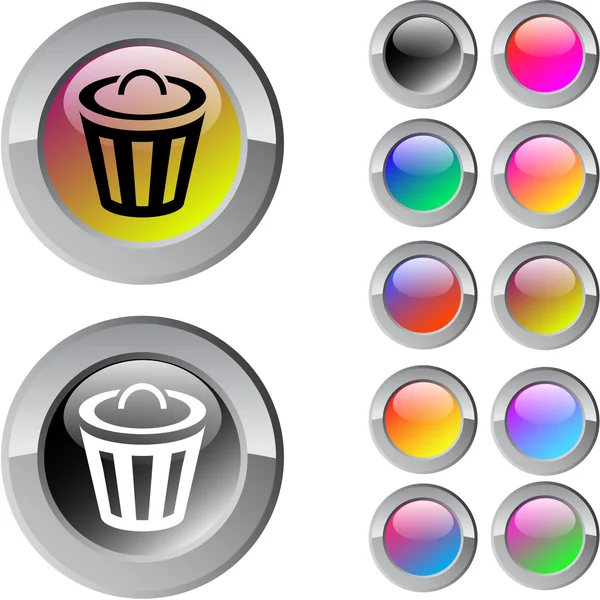 Poubelle bouton rond multicolore . — Image vectorielle