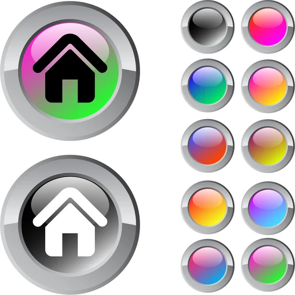Home multicolor round button. — Stock Vector
