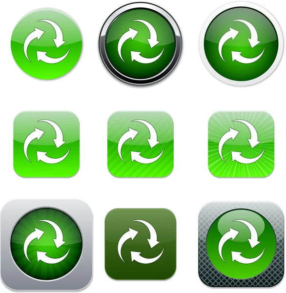 緑のアプリのアイコンをリサイクルします。. — ストックベクタ