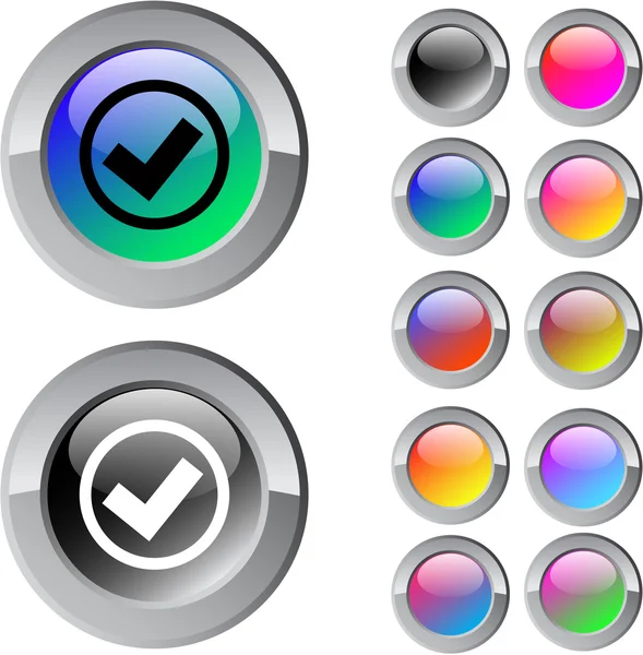 Marcar botão redondo multicolor . — Vetor de Stock