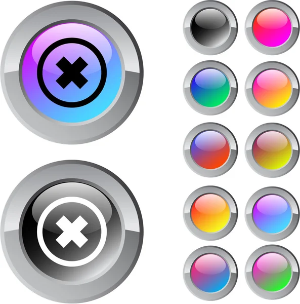 Supprimer croix multicolore bouton rond . — Image vectorielle