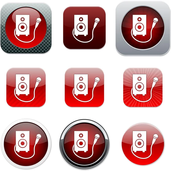 Ícones de aplicativo vermelho Karaoke . —  Vetores de Stock