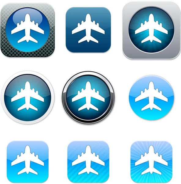 Samolot niebieski aplikacji ikony. — Wektor stockowy