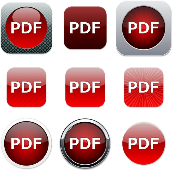 PDF-rode app pictogrammen. — Stockvector