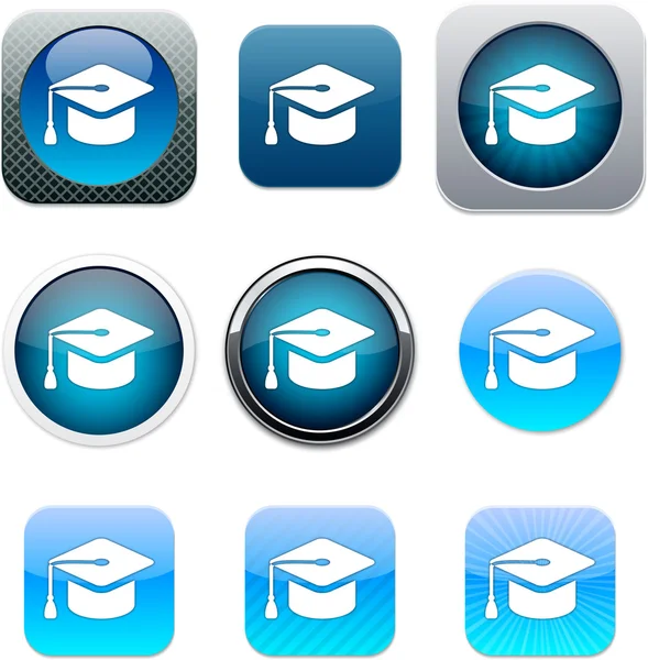 Graduation blue app icons. — Stock Vector