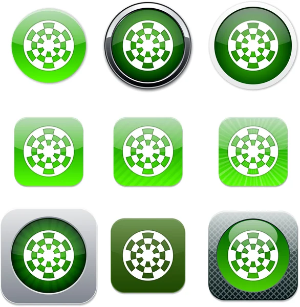 Doel groene app pictogrammen. — Stockvector