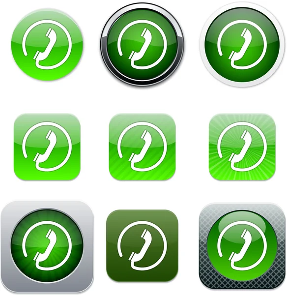 Chiamare icone app verde . — Vettoriale Stock