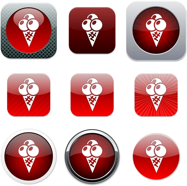Eiscreme rote App-Symbole. — Stockvektor