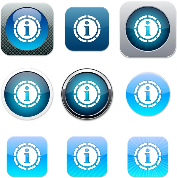 Informations icônes app bleue . — Image vectorielle