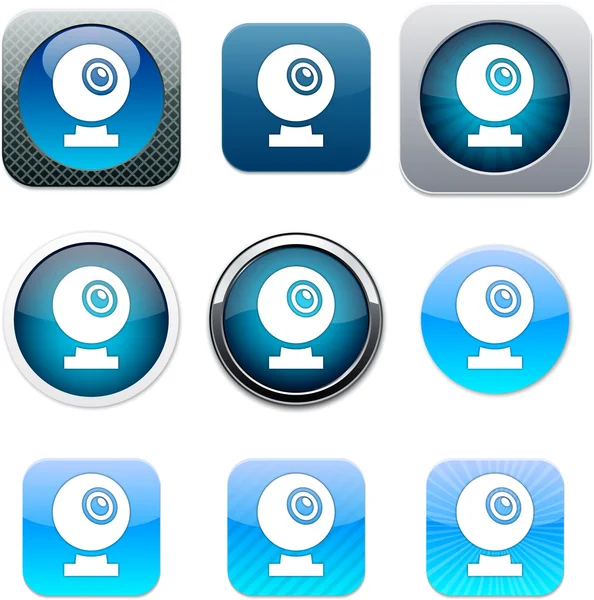 Blaue App-Symbole für Webcam. — Stockvektor