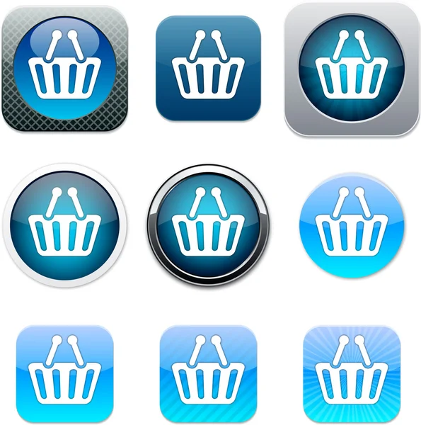 Carrinho de compras blue app icons . —  Vetores de Stock